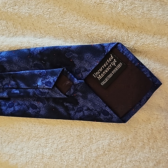 J. Garcia Genuine Silk Tie, Blue with Red Speckles - Picture 6 of 7